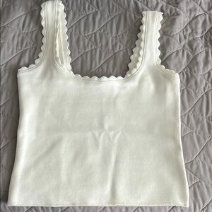 Zara White Scalloped Tank Top NWOT